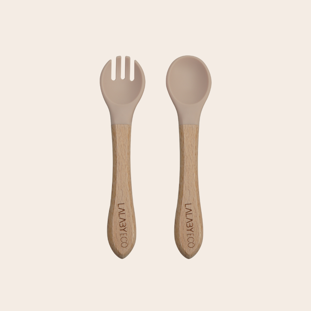 Lalaby First Bite Natural Edition - Kinderbesteck mit Holzfinish