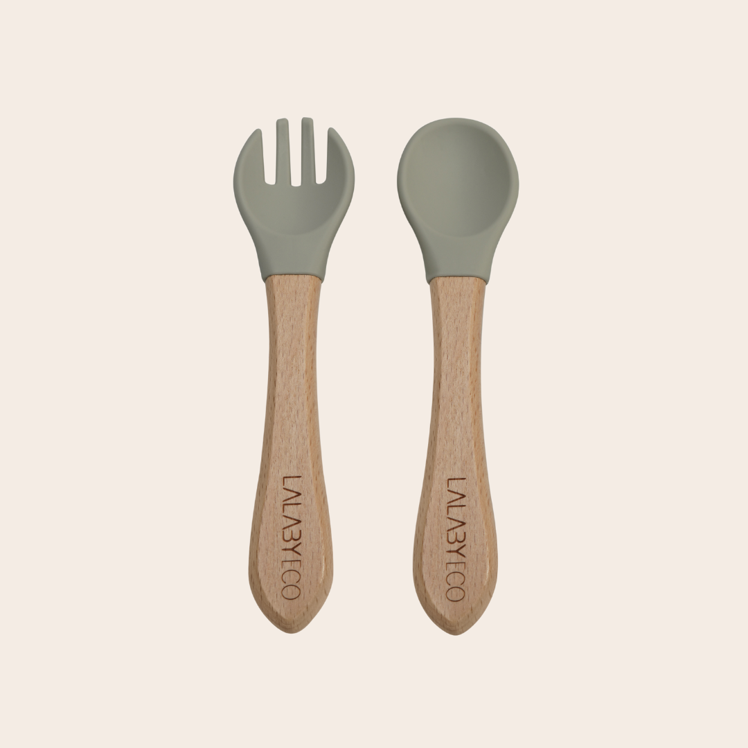Lalaby First Bite Natural Edition - Kinderbesteck mit Holzfinish