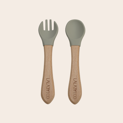 Lalaby First Bite Natural Edition - Kinderbesteck mit Holzfinish